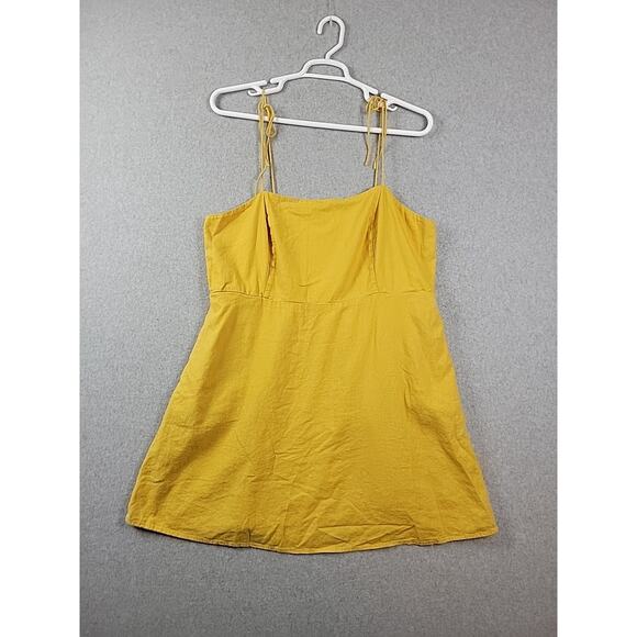 Old Navy Linen Blend Yellow Fit & Flare Tie Strap Tunic Top Mini Dress Plus XXL - Picture 1 of 11